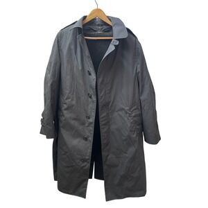NWOT DSCP Quarterdeck Collection Mens Black All Weather Fleece‎ Trench Coat 40R